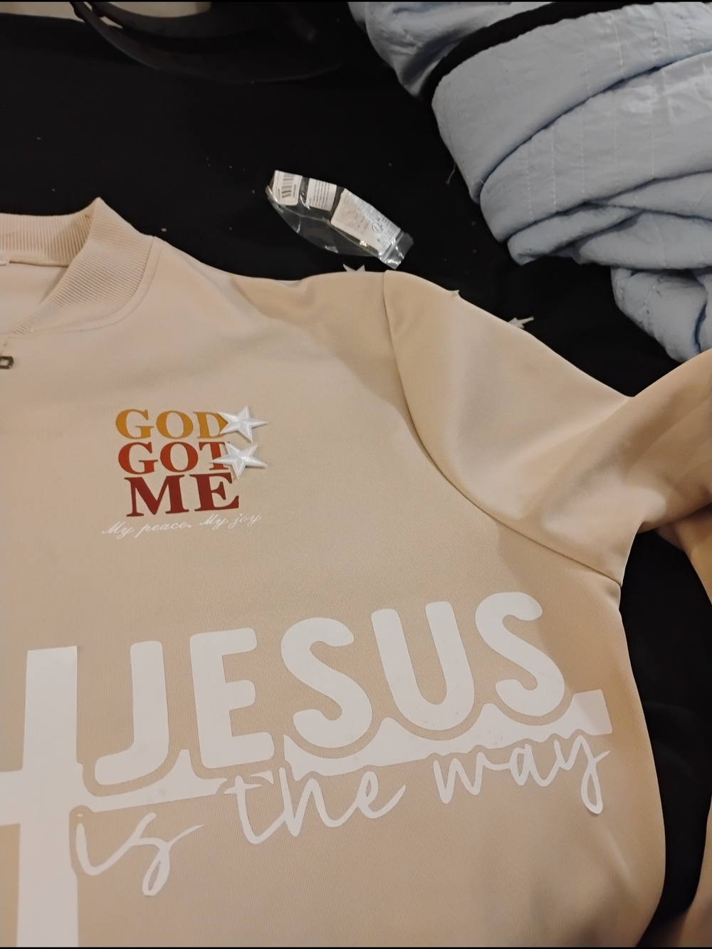 Unisex  2xl'God Got Me' Graphic Bomber!!!- Jesus Is The Way Champagne!!